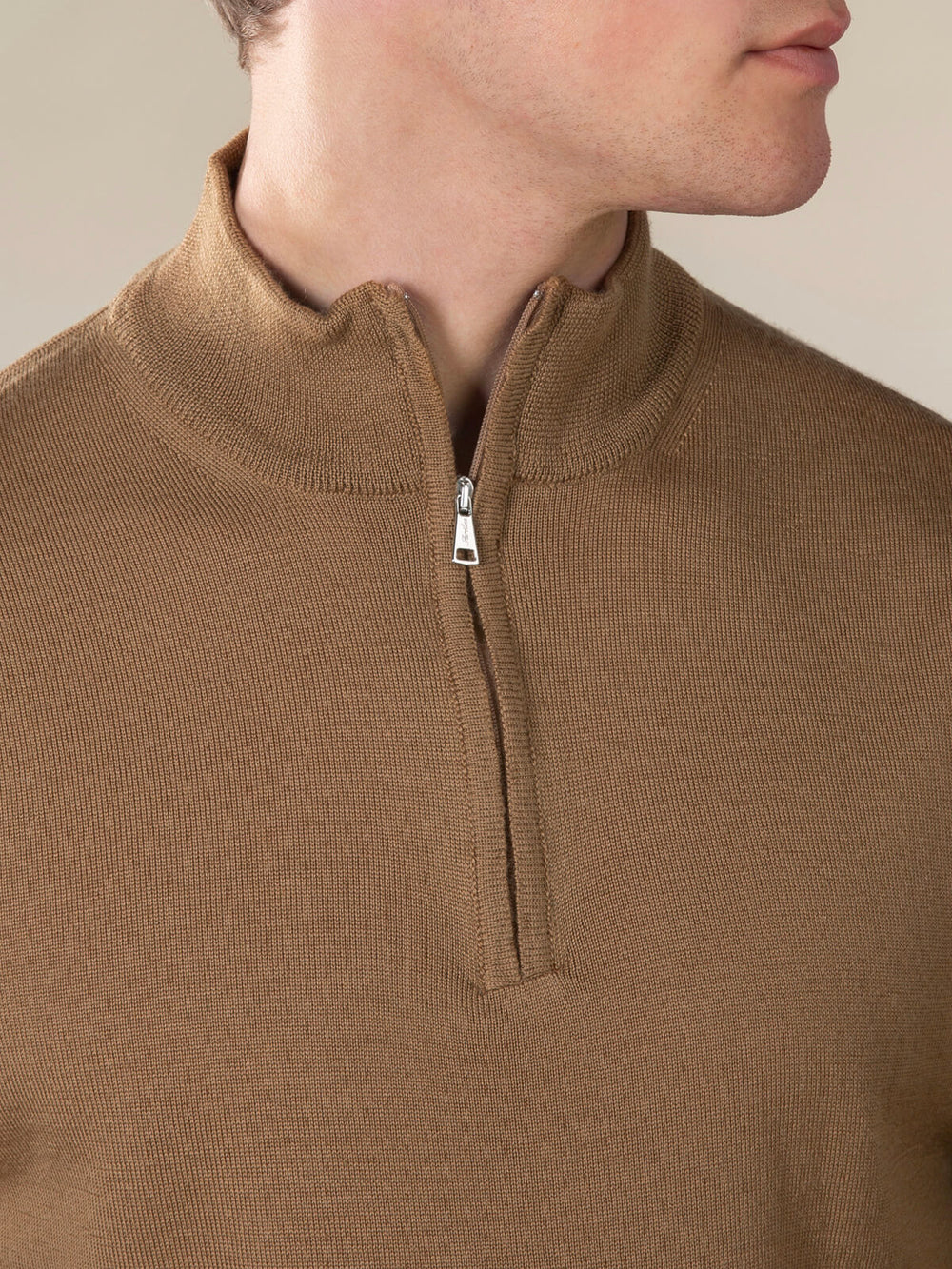 Merino Zipper Sweater Caramel